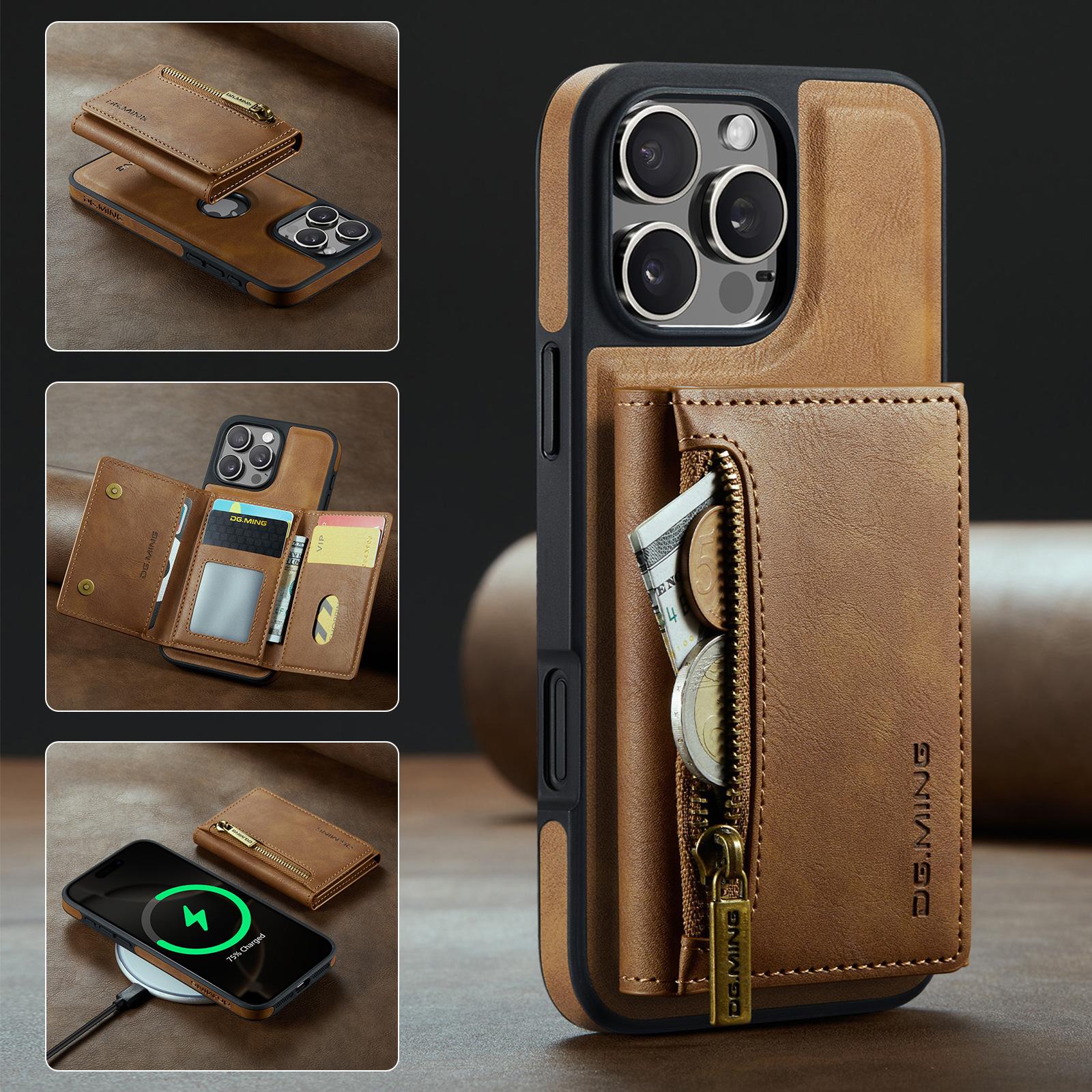 Кожаный чехол-кошелек на молнии, съемный, магнитный, подставка для iPhone 17 Air 16 15 Plus 13 12 Pro Max, Samsung S26 S25 S24 Ultra, Google, с отделением для карт