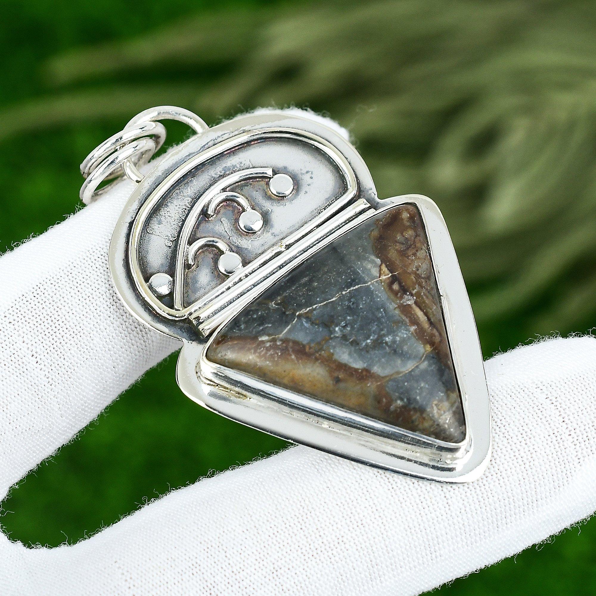 Sisters Day Sale Sterling Silver Natural Picasso Jasper Engagement Wife Pendant