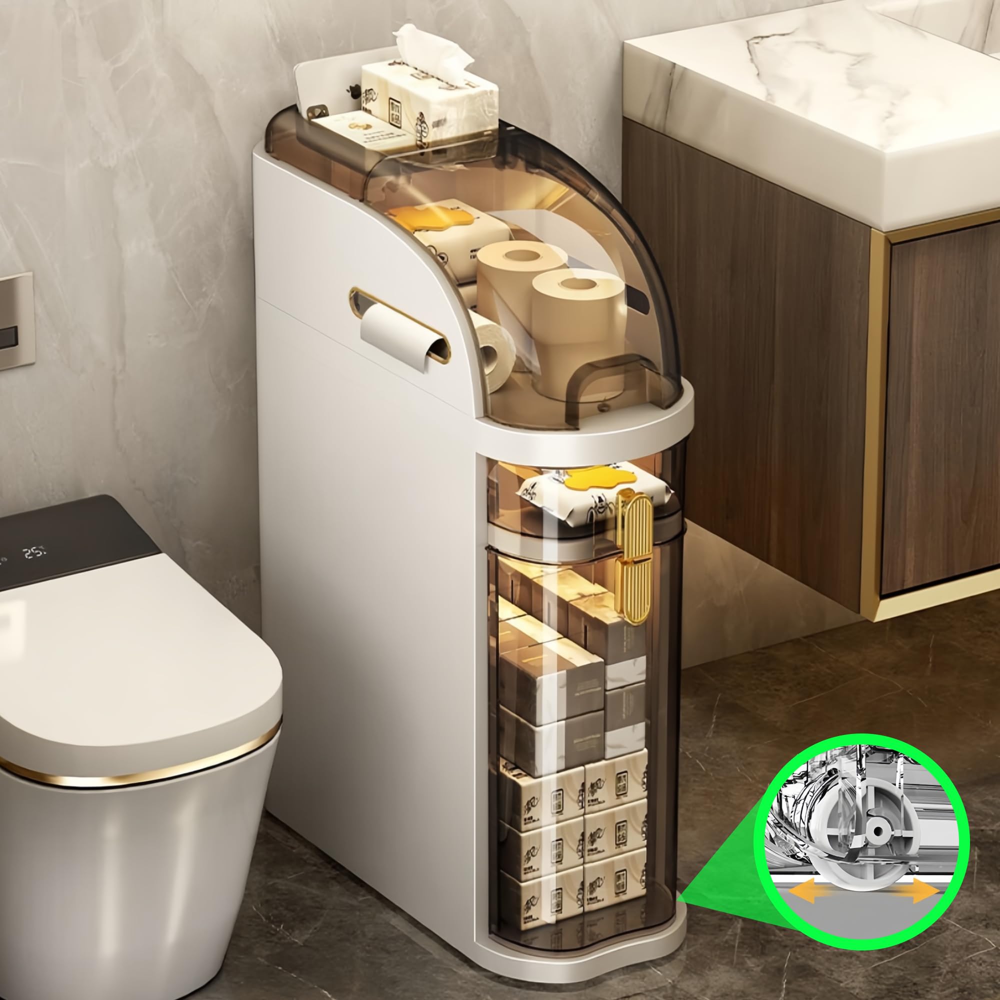 2-уровневый тонкий шкаф для хранения в ванной, узкий шкаф для хранения в ванной, пластиковый водонепроницаемый органайзер для хранения в ванной для небольших помещений