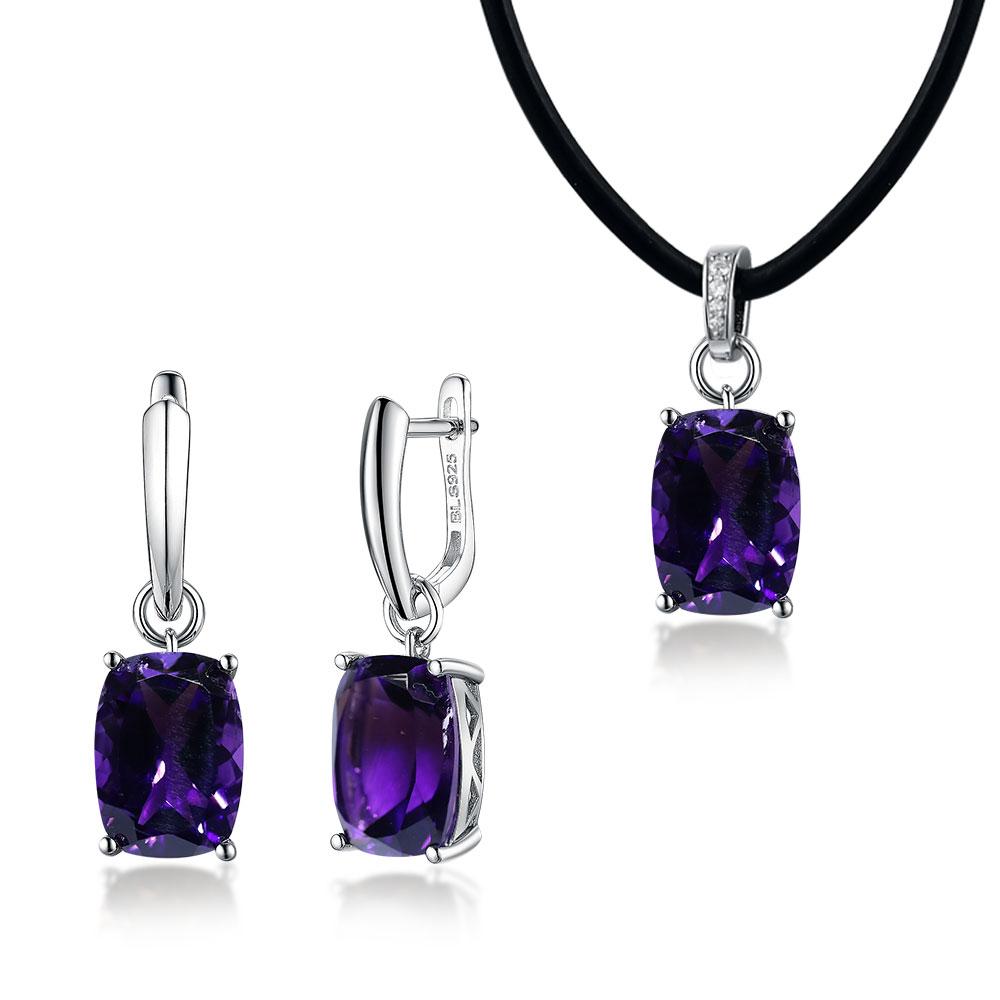Простой дизайн, Южная Африка, аметист, натуральные драгоценные камни, ювелирные изделия, 925 серебро, ожерелье, серьги, комплект ювелирных изделий для женщин, подарки
