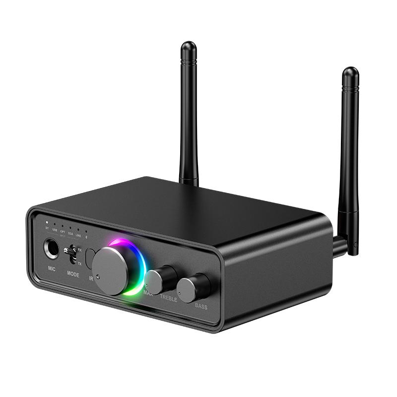 RGB Bluetooth 5.3 Audio Transmitter Receiver DAC/AUX/RCA/USB/Coaxial/Optical/6.5MM Microphone Karaoke Hifi DSP Wireless Adapter