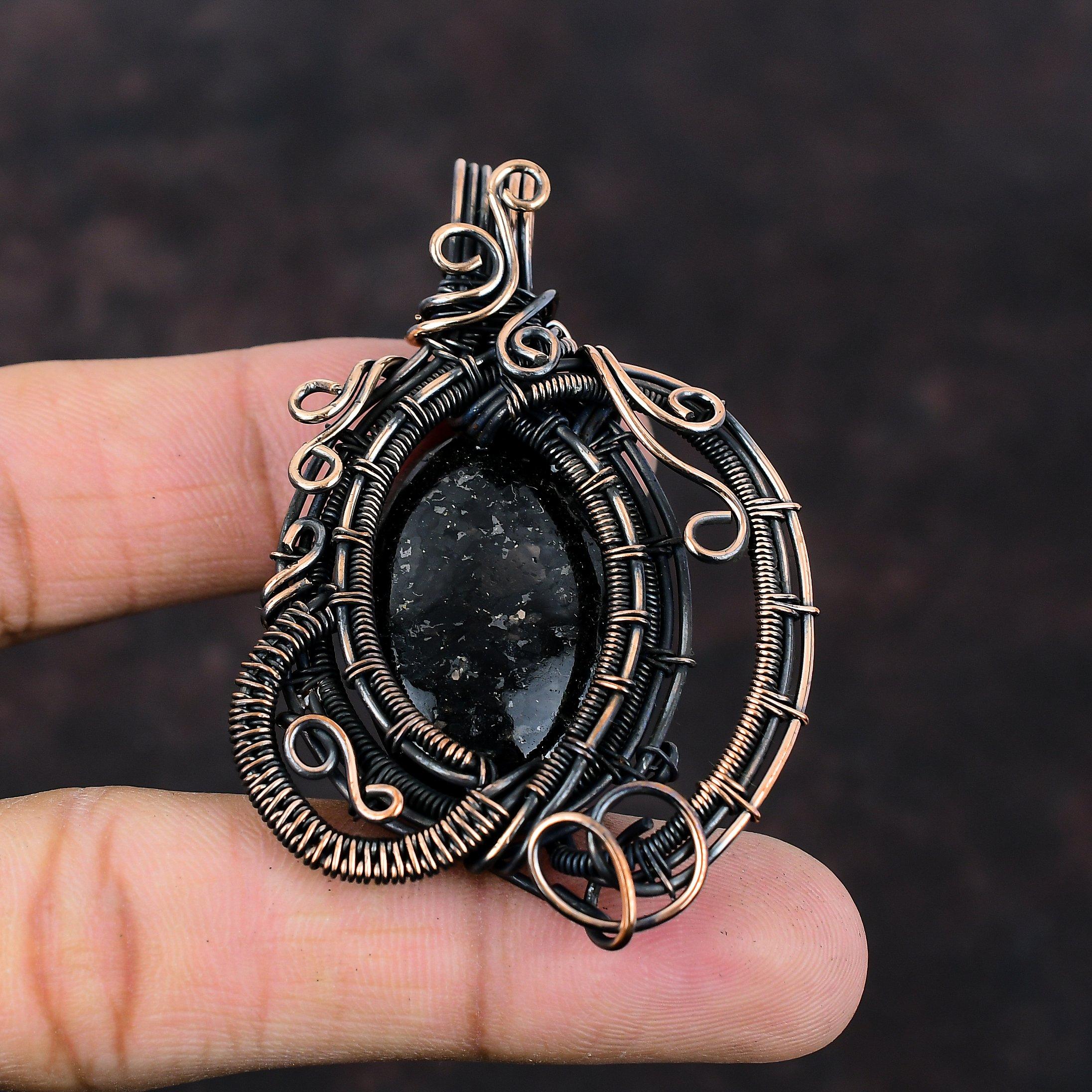 Nuummite Pendant Copper Wire Wrapped Pendant Nuummite Jewelry Amazing Pendant Handmade Boho Pendant Gemstone Copper Jewelry Anniversary Gift