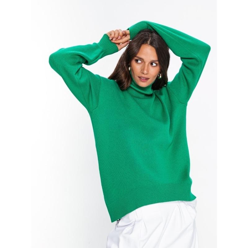 Basic Green Oversized Sweater for Women Pullovers Turtleneck Rose Red Winter Women's Knitted Top Warm Soft Girl Baggy Sweaters