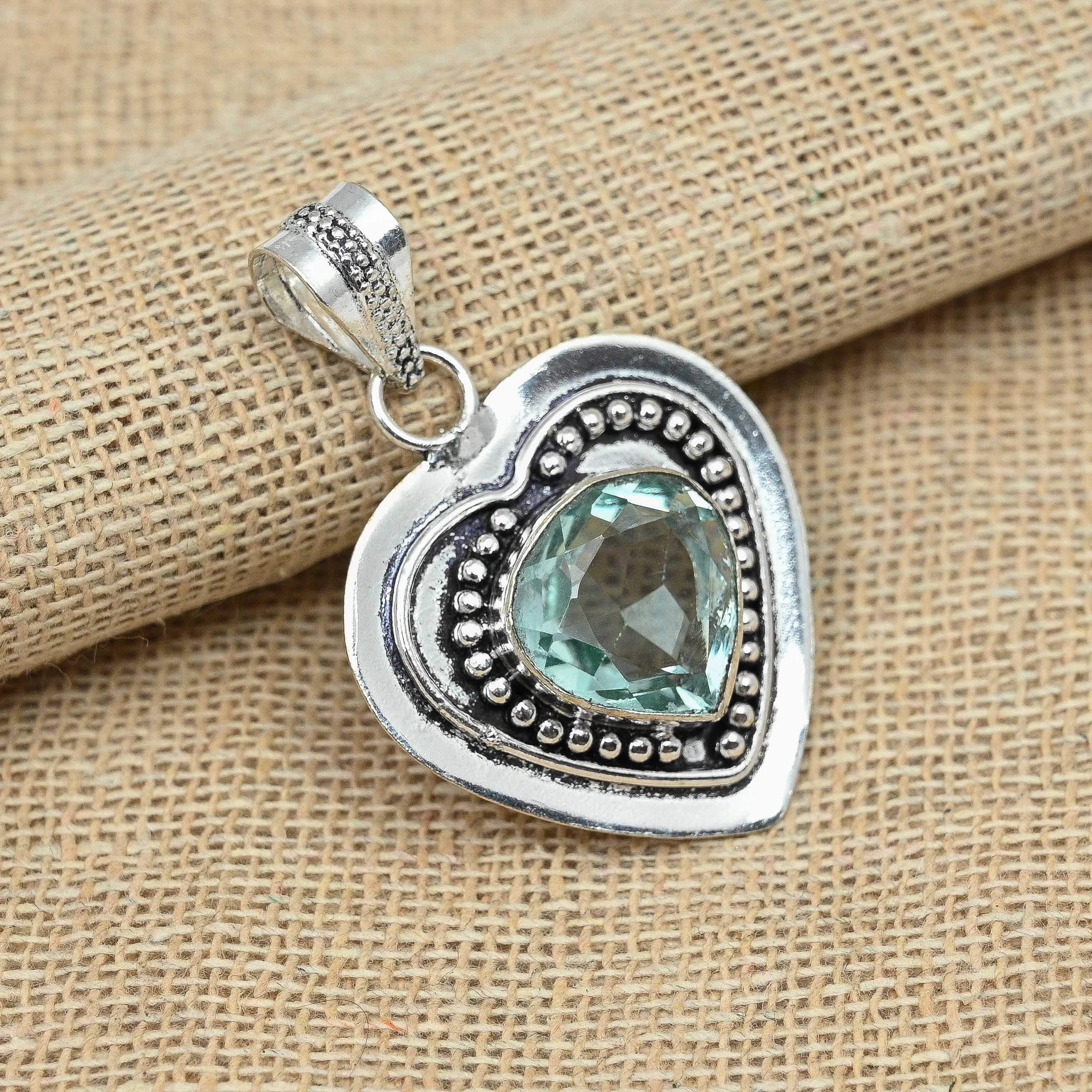 Изысканный зеленый аметист Ювелирные изделия ручной работы из стерлингового серебра 925 пробы