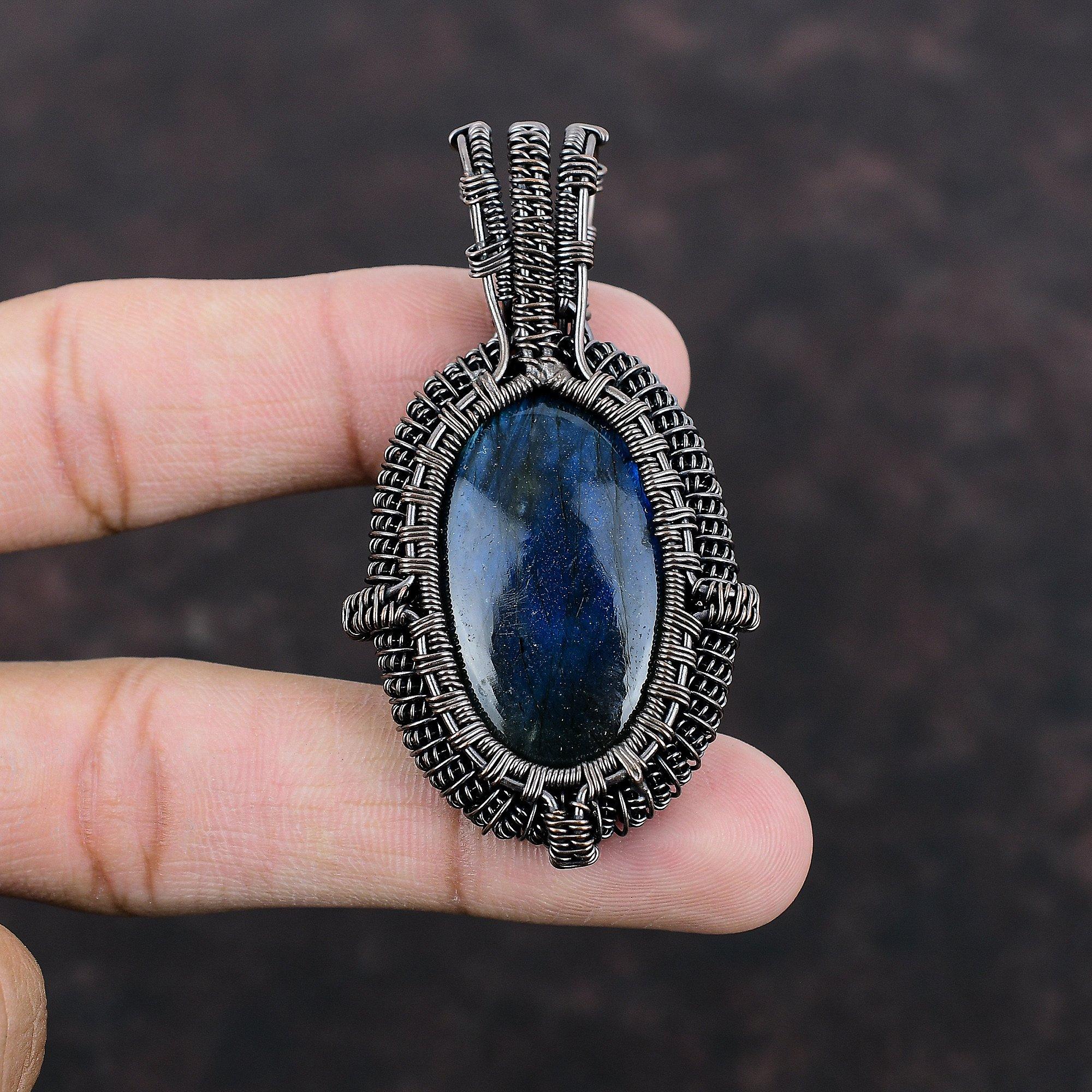 Labradorite Pendant Copper Wire Wrapped Pendant Handmade Pendant Wonderful Copper Jewelry Dainty Gemstone Pendant Wire Wrap Jewelry For Gift