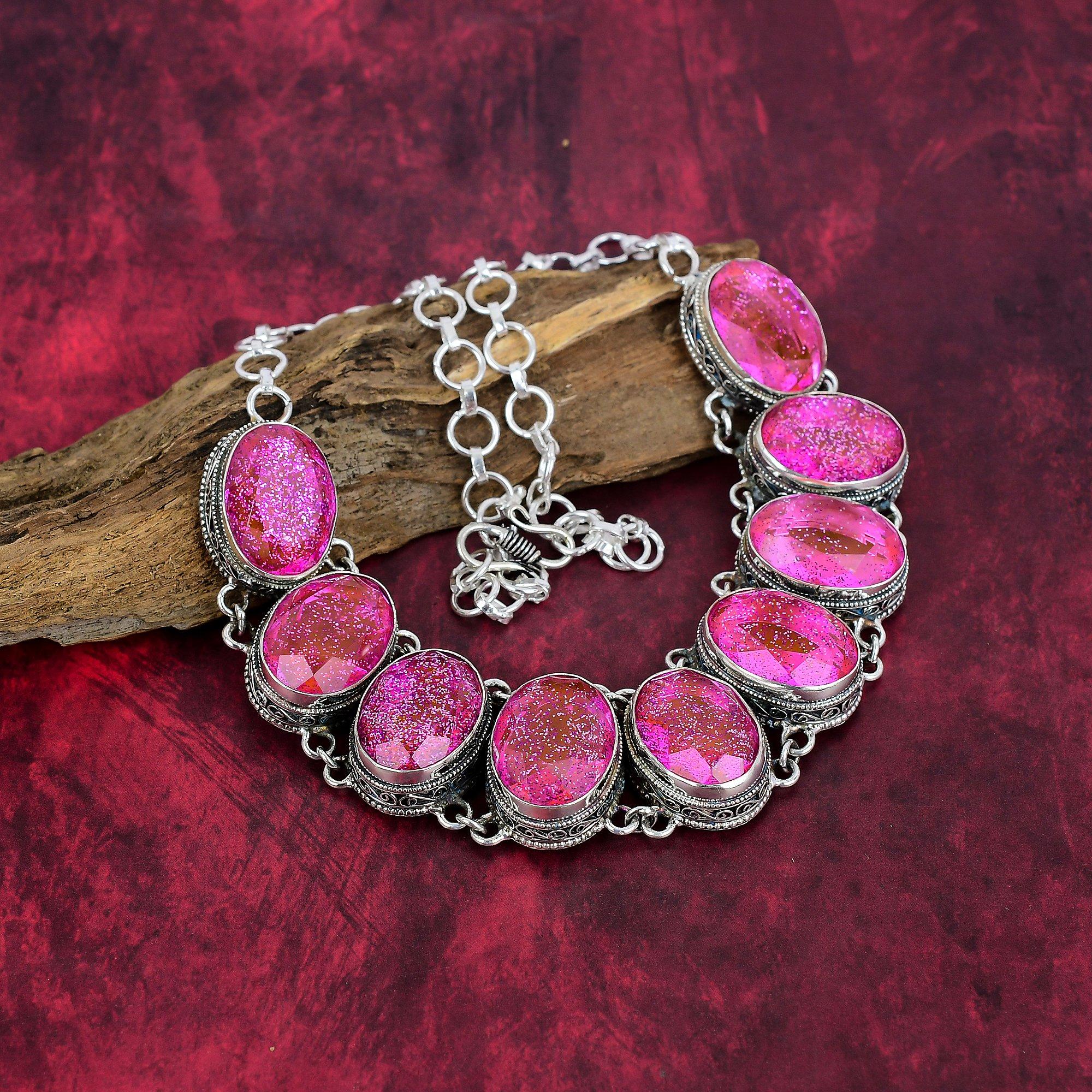 Pink Triplet Opal Necklace, 925 Solid Sterling Silver Gemstone Jewelry, Handmade Necklace, For Thanksgiving