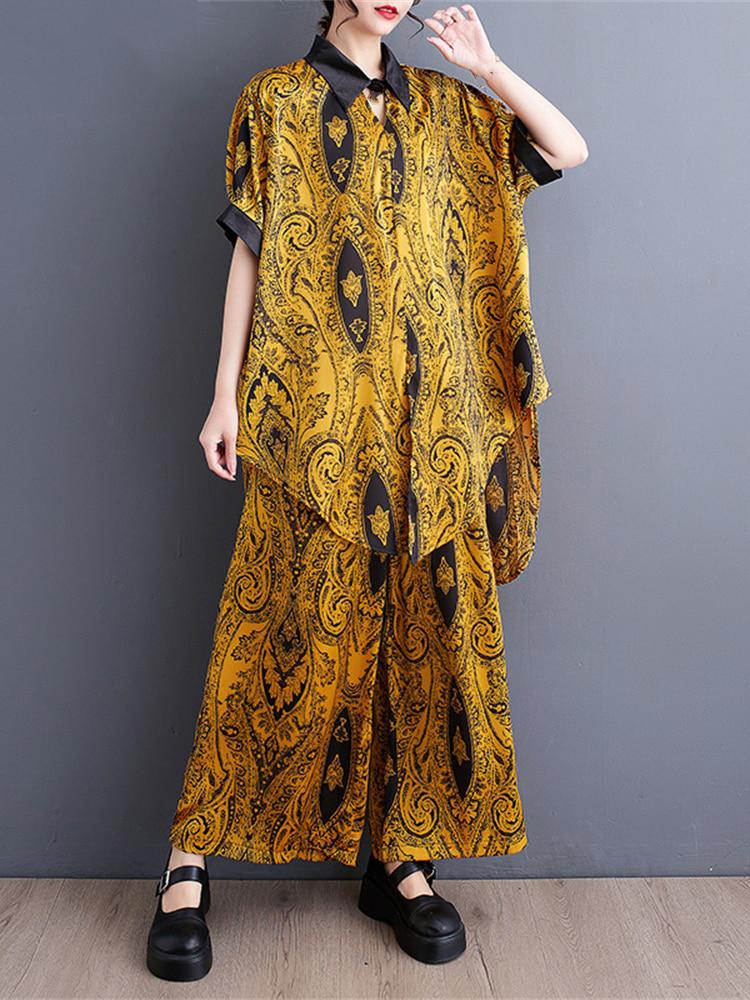 Xitao Новые женские комплекты из двух предметов с принтом и брюками WLD11383