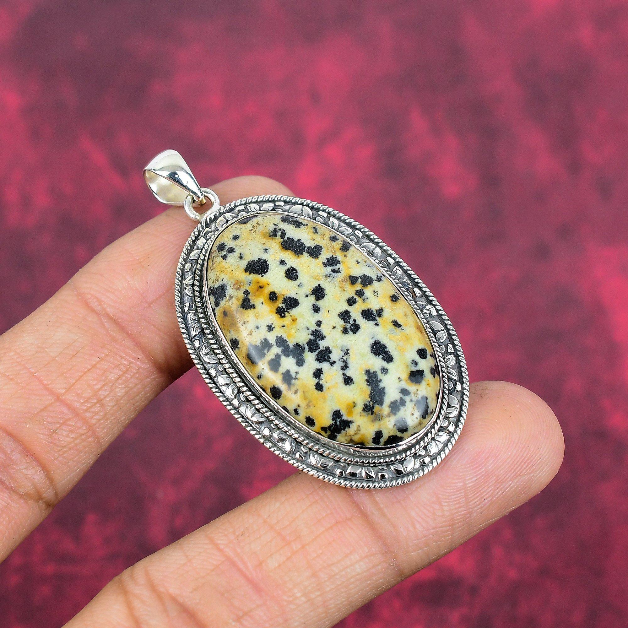 Подвеска из драгоценного камня Далмации ручной работы, подвеска из стерлингового серебра 925 пробы, уникальный дизайн ювелирных изделий, для женщин