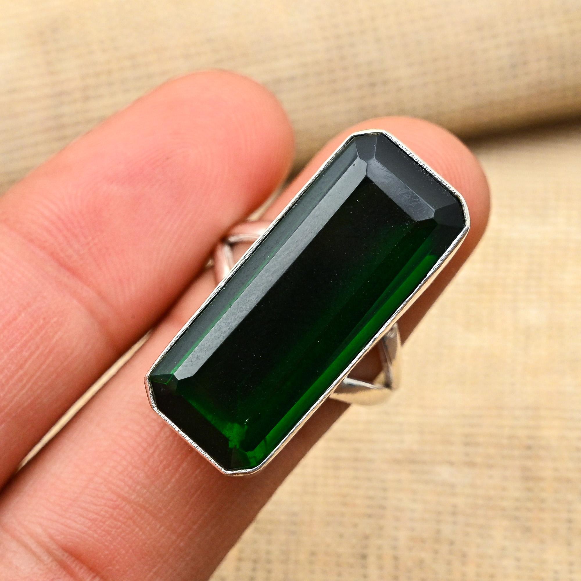 Ювелирное кольцо из стерлингового серебра 925 пробы с хром-диопсидом ручной работы для женщин
