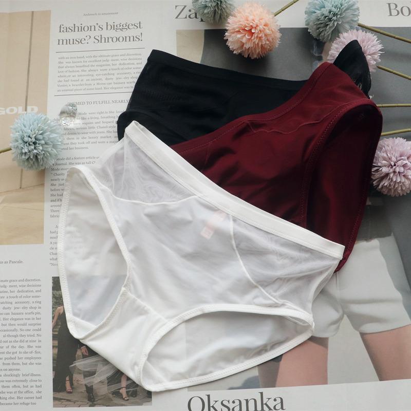 Sexy Briefs Women's Gauze Ice Silk Panties Women's Underwear Waist Pack Butt Women's Triangle Panties