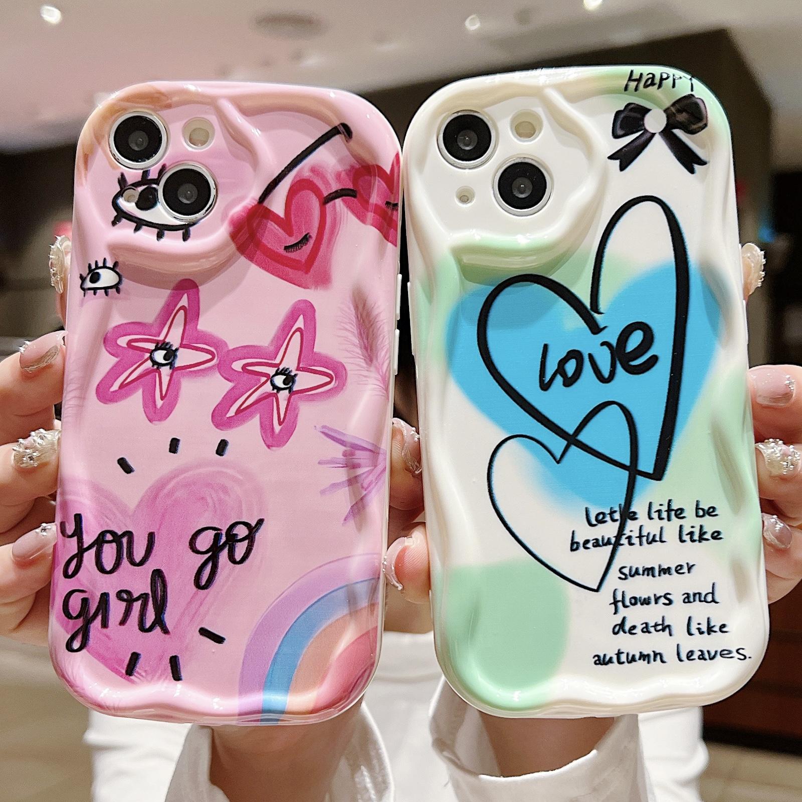 Cute Silicone Case for Oppo A78 A58 A38 Infinix Smart 7 8 Xiaomi Redmi Note 12 11 Pro Vivo V23E V27 V25 Funda Love Heart Stars Cover Soft TPU Bumper