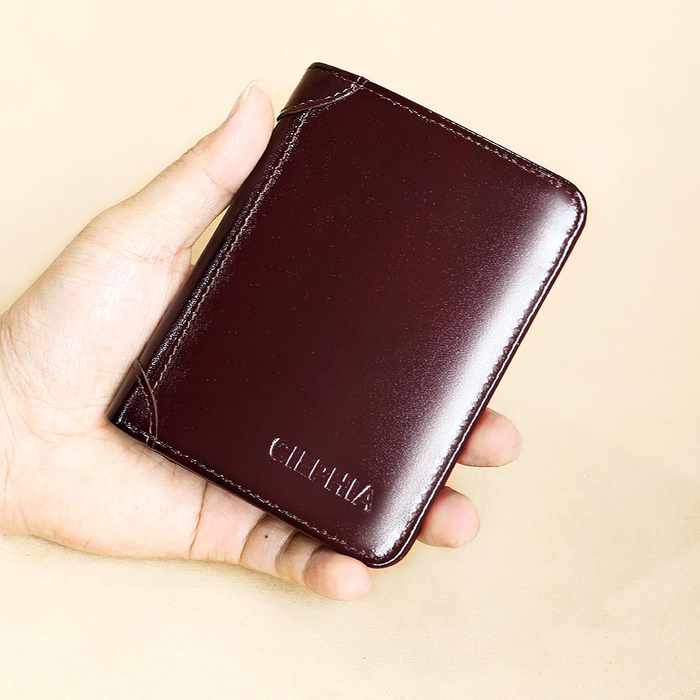 Classic Style Wallet Genuine Leather Rfid Wallets for Men Thin Short Multi Function Tri Fold Card Holder Male Purse Money Clip