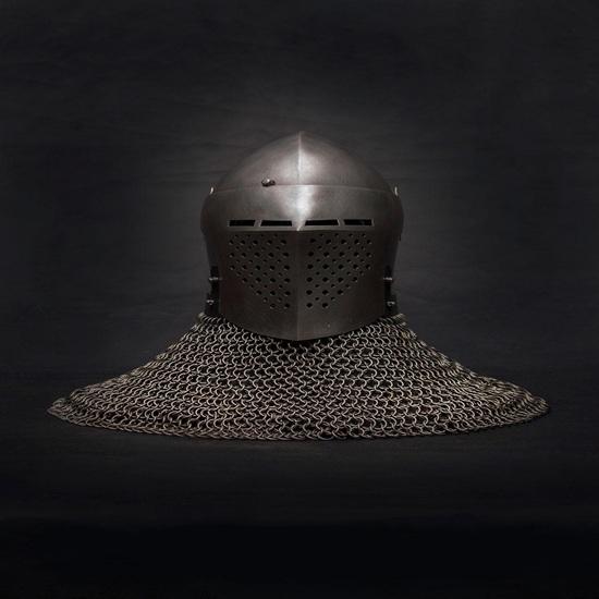 Spoleto Bascinet Helmet with Chainmail Medieval Combat-Ready Knight Armor Buhurt SCA Steel Helm Visored Bascinet with Liner
