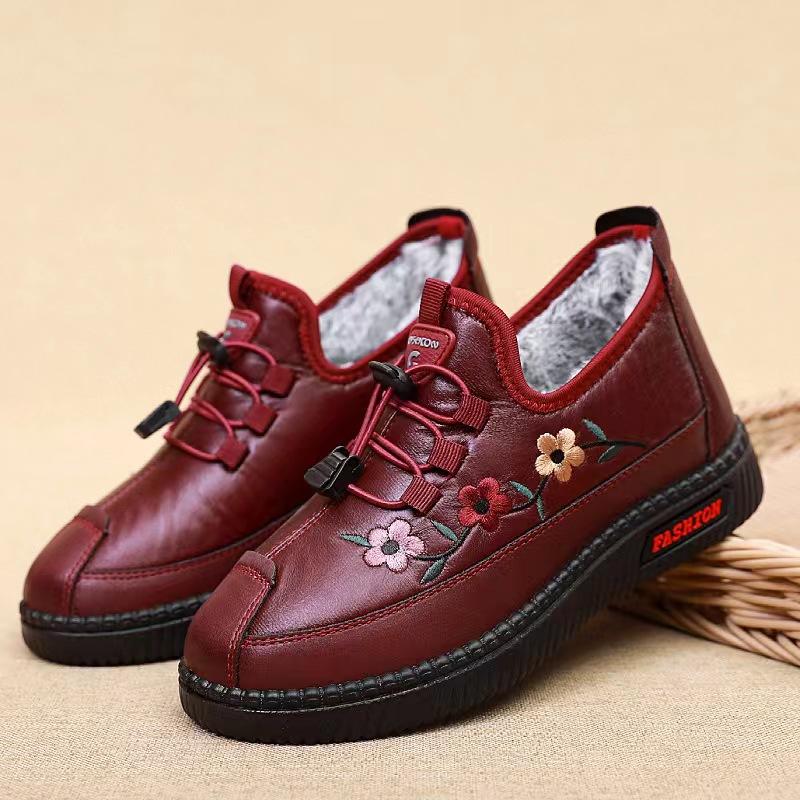 2024 Winter Casual Flat Lace-up Cotton Shoes Non-slip Waterproof Embroidery Shoes for Shoes Warm Snow Boots Bota Masculina
