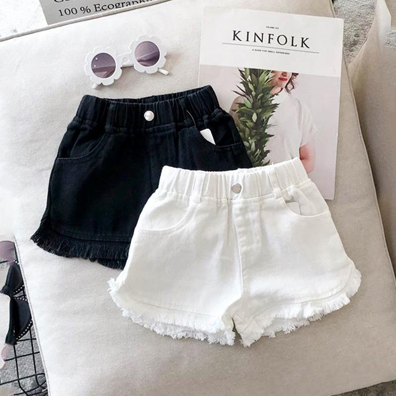 Summer New Children Clothing Solid Color Baby Girls Pants Casual White Jeans Shorts Kids Toddler Jeans Shorts