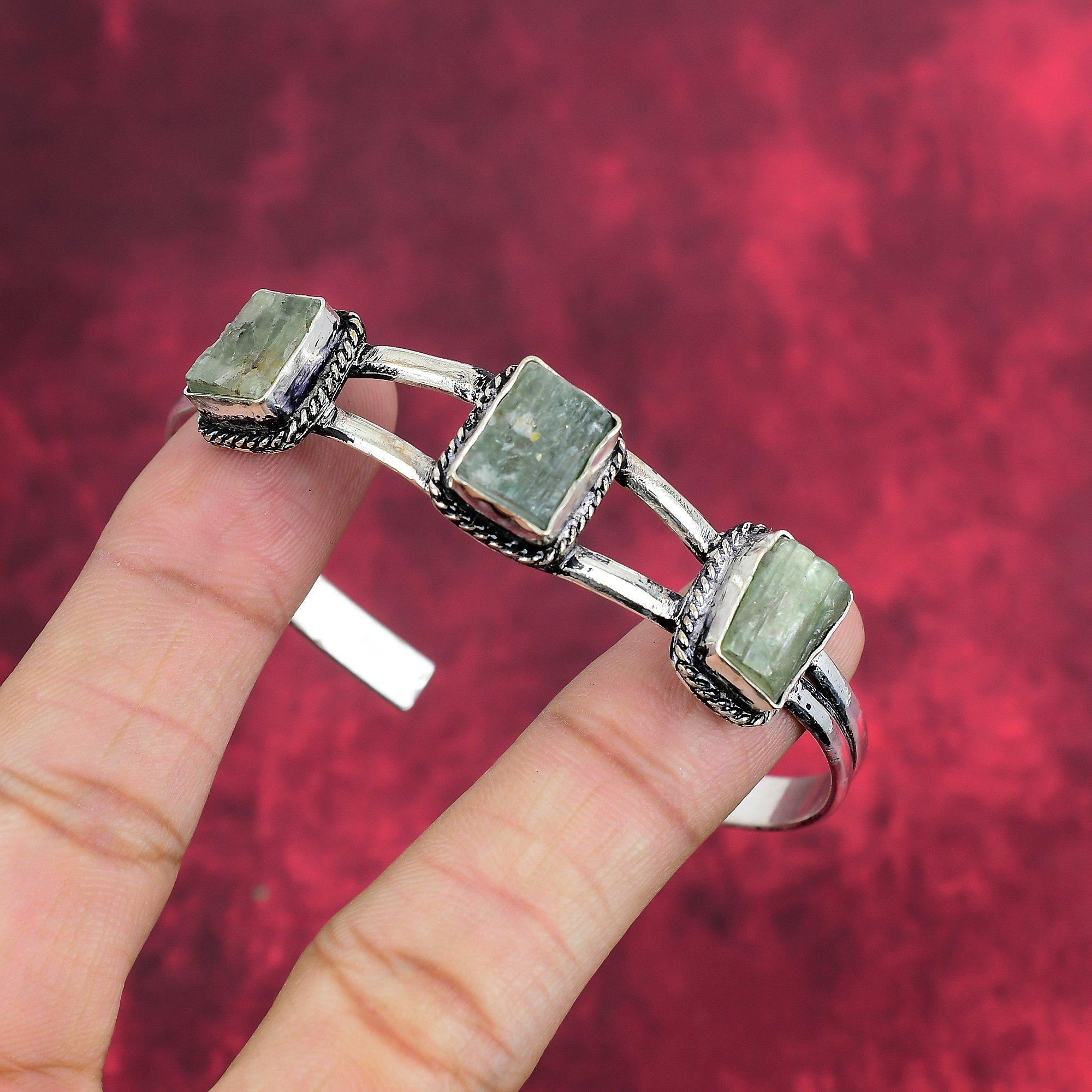 Rough Aquamarine Bracelet Jewelry, 925 Solid Sterling Silver Jewelry, Handmade Gorgeous Bracelet For Wedding Gift