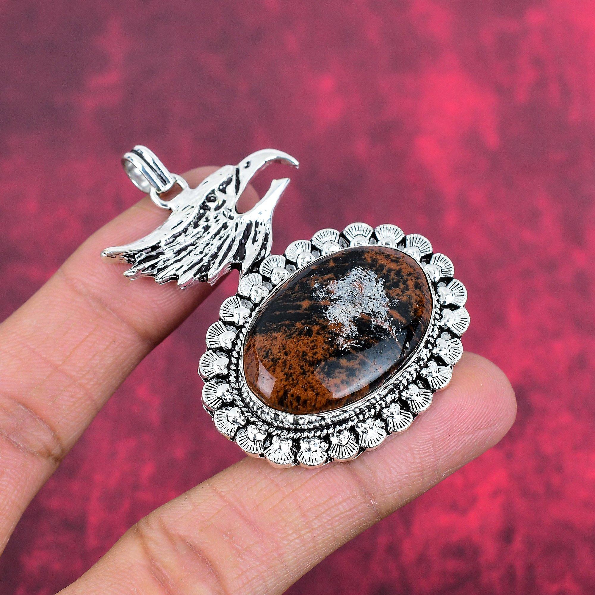 Ювелирные изделия из красного дерева и обсидиана, кулон из цельного серебра 925 пробы, кулон из драгоценных камней ручной работы на День памяти