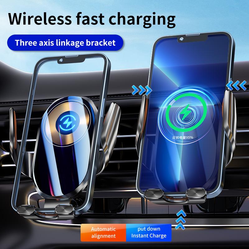 Волшебный зажим A6 трехосевая связь двойная индукция автоматическое открытие и закрытие светящийся беспроводная зарядка мобильный телефон автомобильный держатель