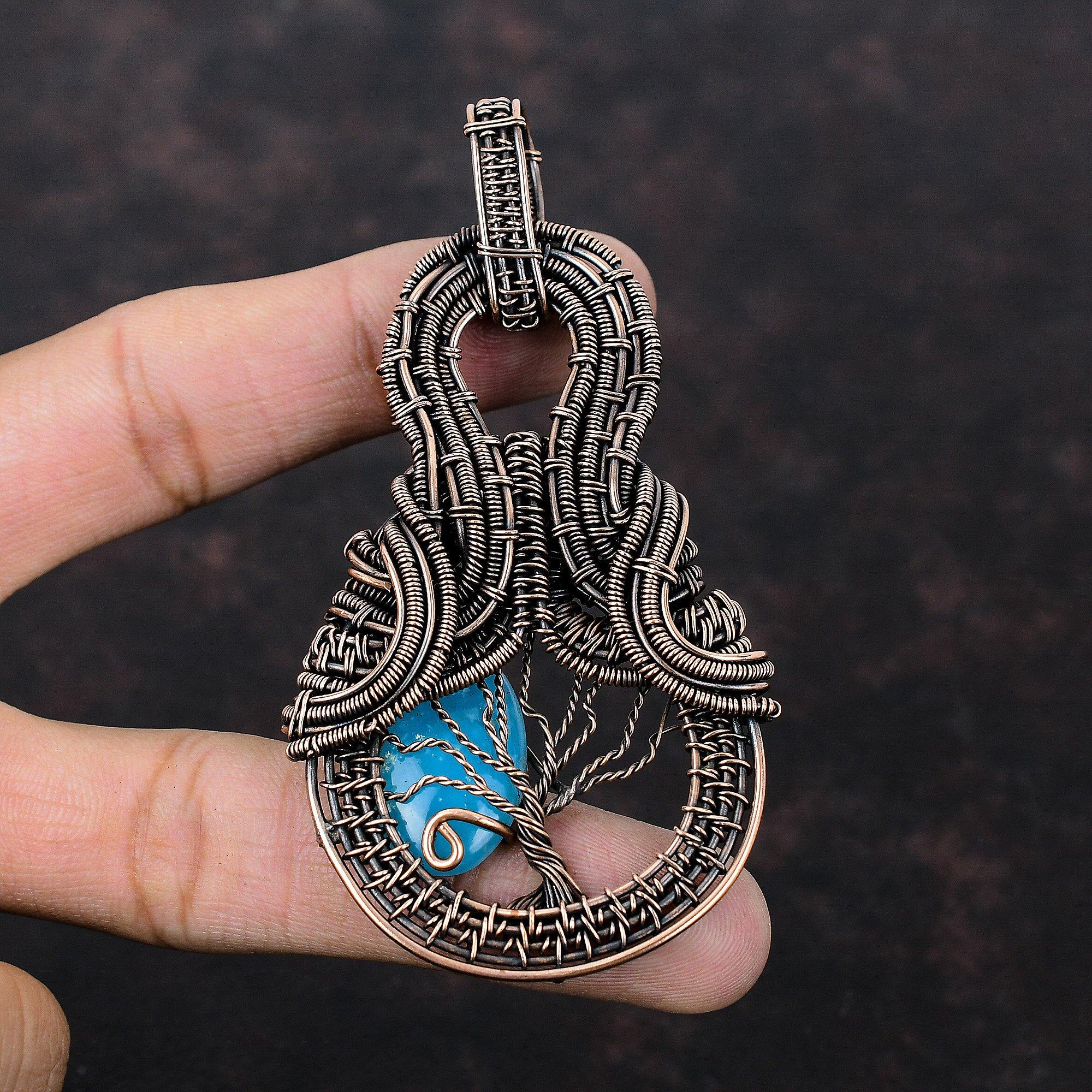 Tree Of Life Smithsonite Pendant Copper Wire Wrapped Pendant Copper Jewelry Wire Wrapped Jewelry Original Gemstone Handmade Pendant For Gift