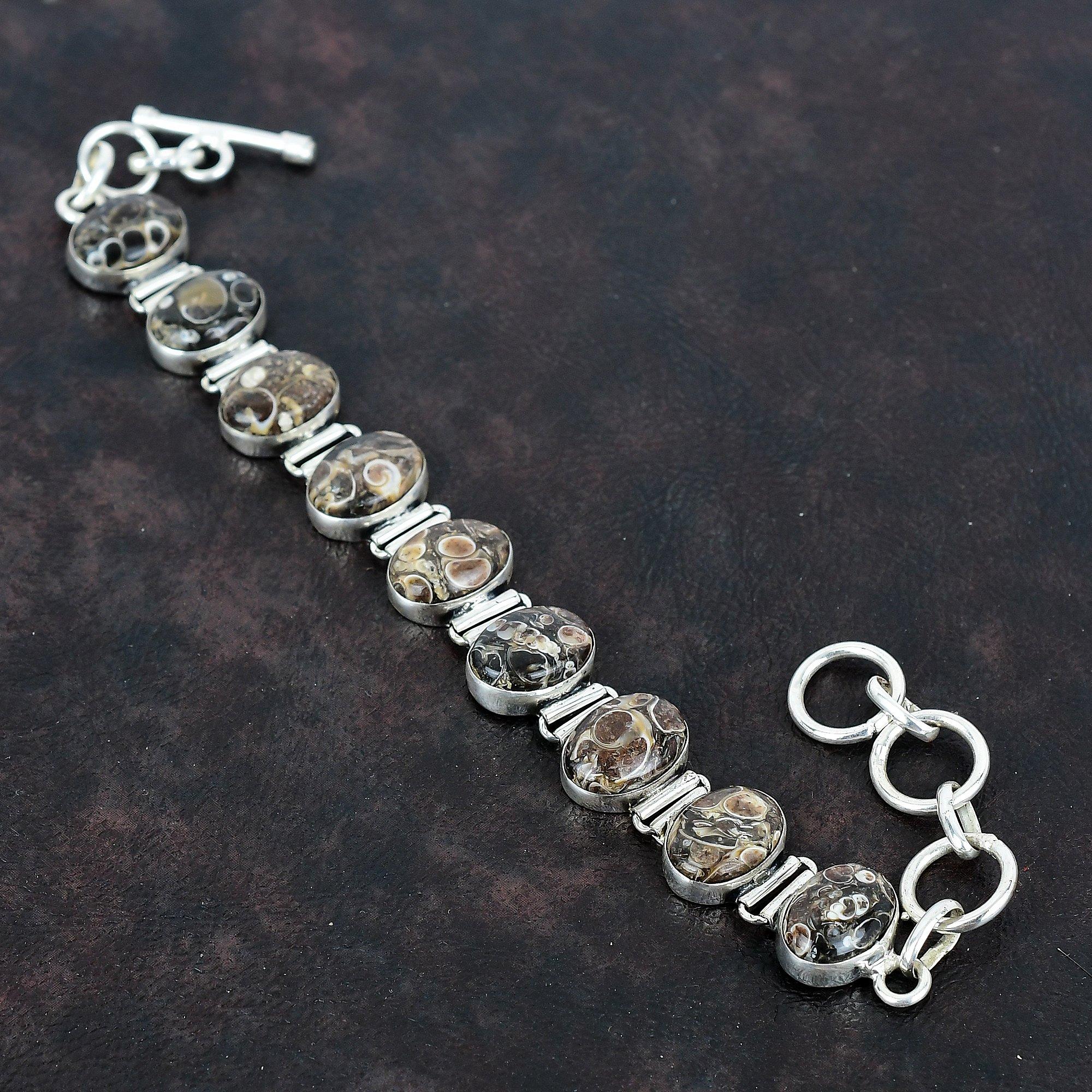 Браслет из агата туррителла, ювелирное изделие из драгоценного камня, браслет из стерлингового серебра 925 пробы, регулируемая цепочка, браслет ручной работы, совершенно новые ювелирные изделия, подарки для женщин