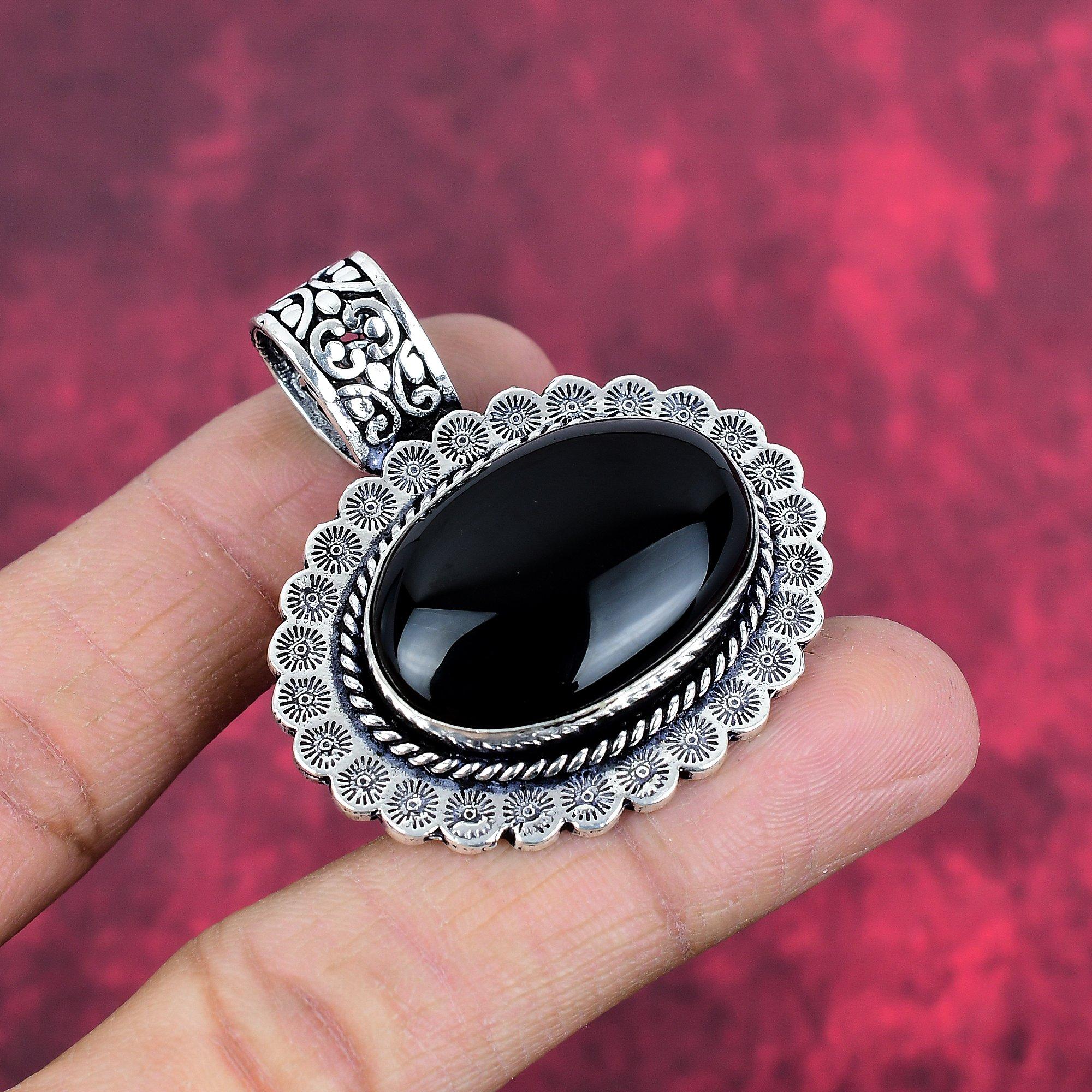 Ювелирные изделия из черного оникса, кулон из стерлингового серебра 925 пробы, ювелирные изделия ручной работы с драгоценными камнями, подарки для жены, абсолютно новый кулон