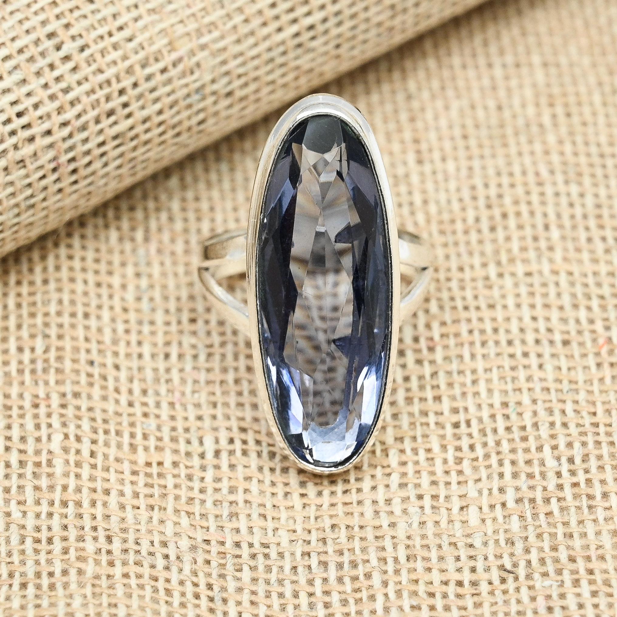 Iolite Gemstone Solid 925 Sterling Silver Handmade Oval Shaped Ring Girls Jewelry