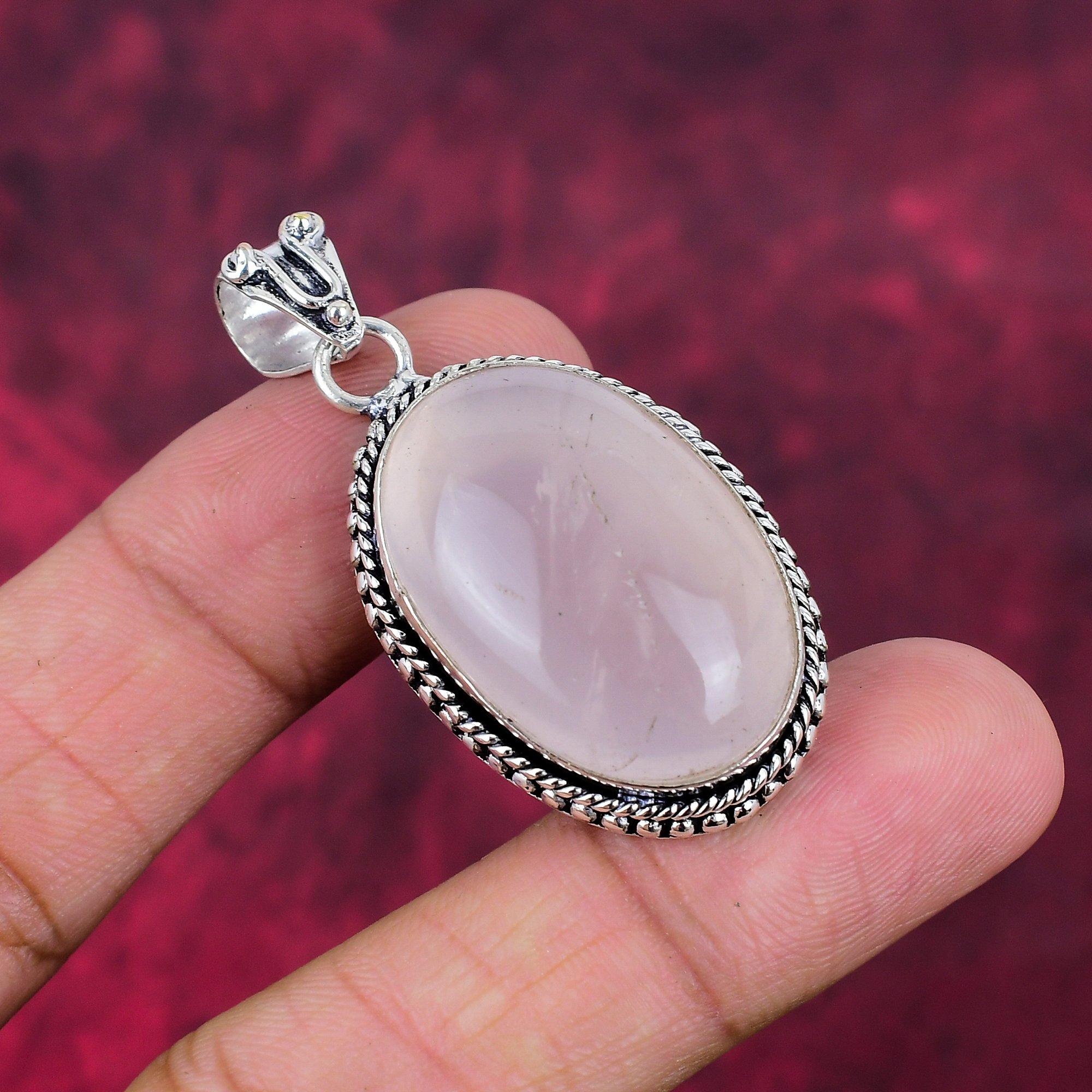 Подвеска из розового кварца ручной работы, новейший дизайн, подвеска из цельного серебра 925 пробы с драгоценными камнями, подарок для матери