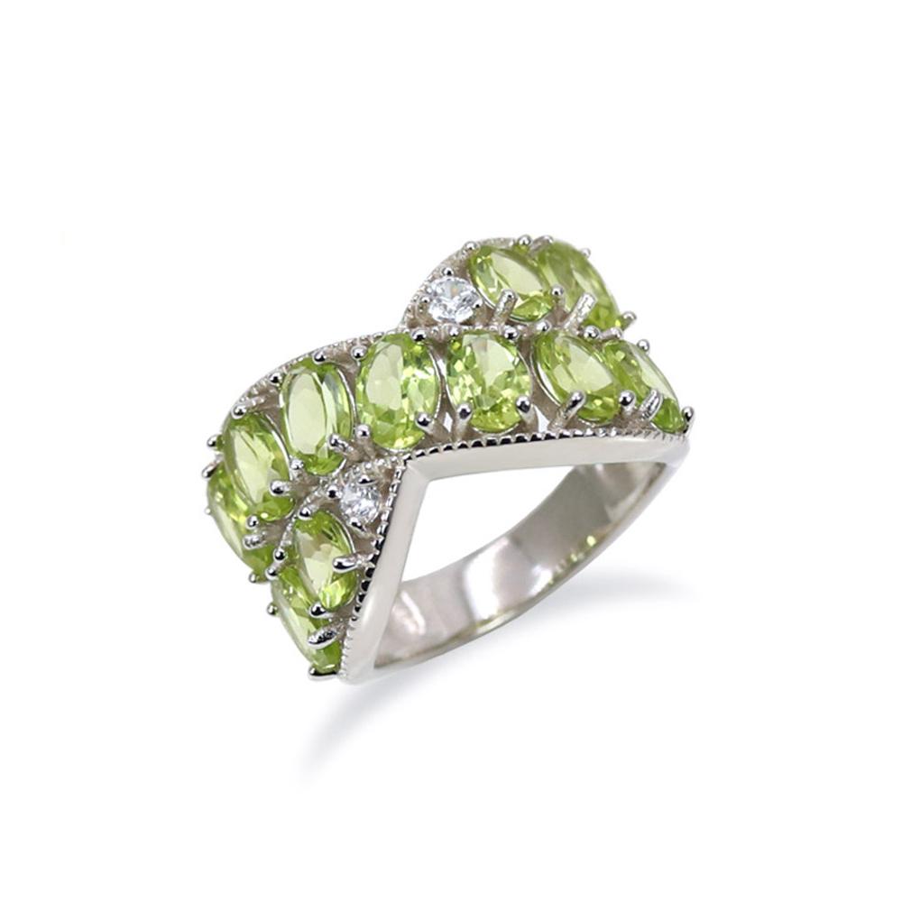 New 925 Sterling Silver Natural Gemstone Peridot Rings Fine Jewelry for Woman Anniversary Party Wear Nice Gift