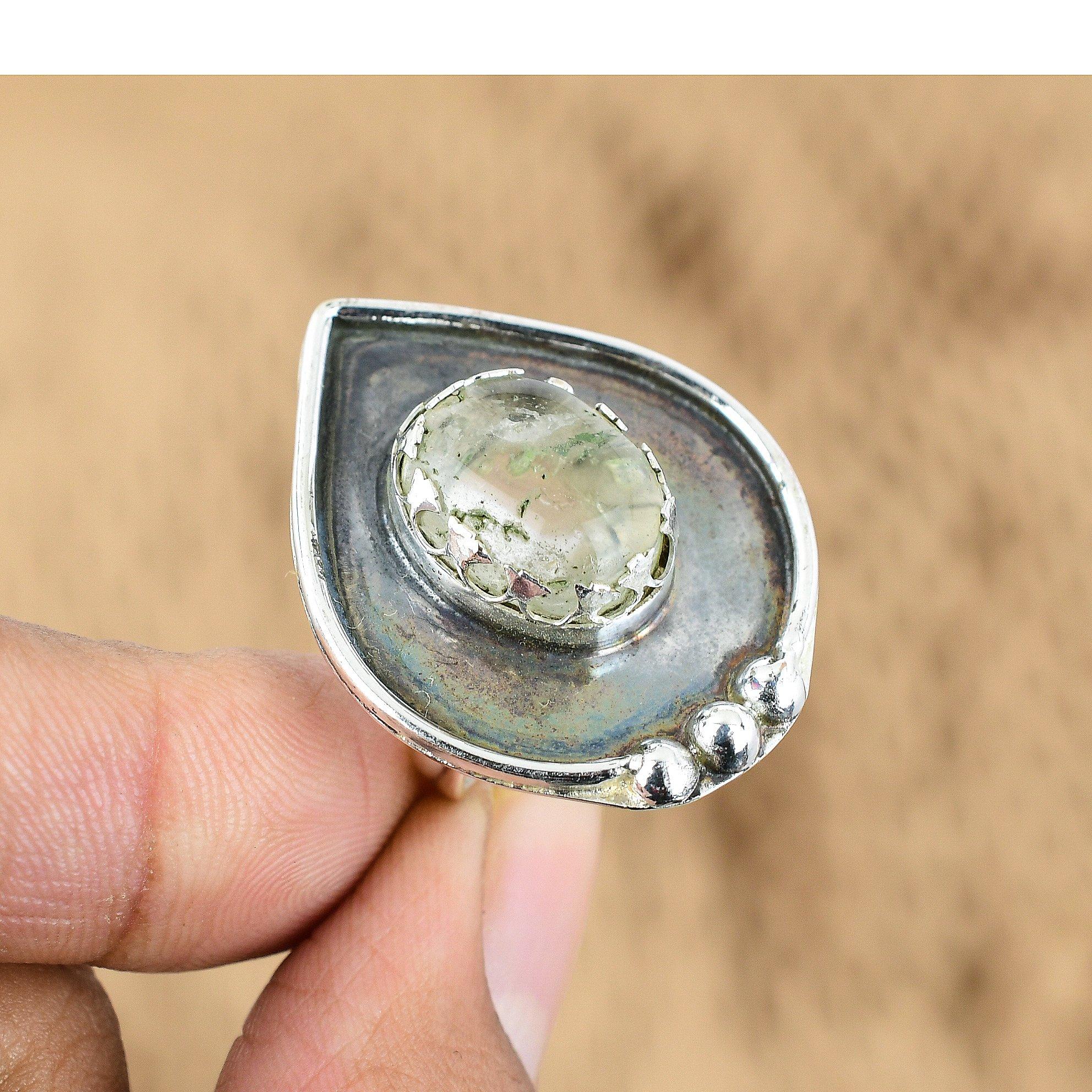 Натуральный Кристалл Кварц Драгоценный Камень Серебро 925 пробы Кольцо с несколькими камнями Регулируемое для девочек