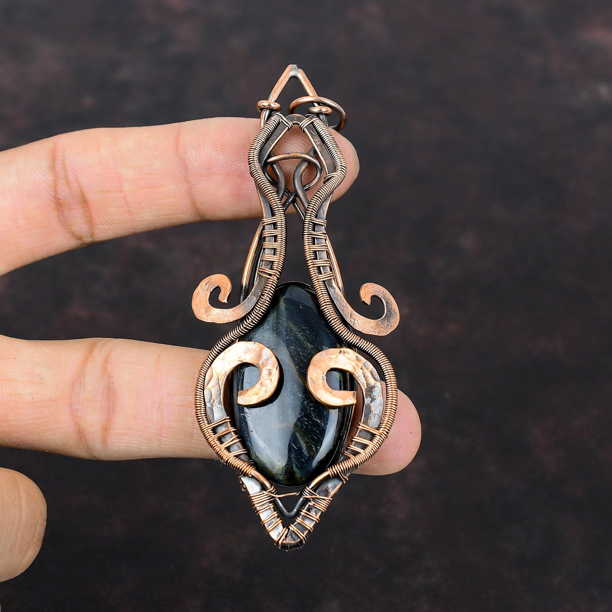 Подвеска из неллита, медная проволока, обернутая ювелирными изделиями, подвеска из натурального драгоценного камня, ювелирные изделия ручной работы, Изящный кулон, медная подвеска из неллита, подарок для мамы