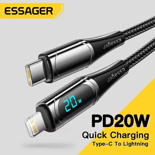 Essager Кабель USB C PD 20 Вт USB Type C зарядный кабель для iPhone 14 13 12 11 XR Pro Max 3A кабель для быстрой зарядки Type C проводной шнур