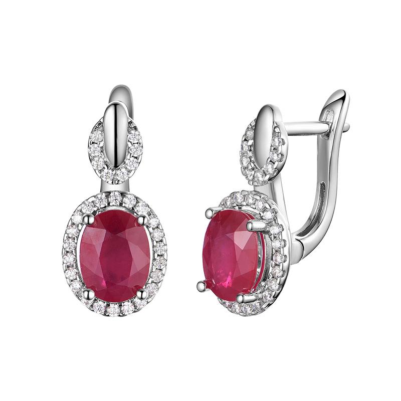 Bolaijewelry Classic Design Africa Ruby Clasp Earring Natural Precious Gemstone 925 Sterling Silver Jewelry for Women Lady Nice Gift