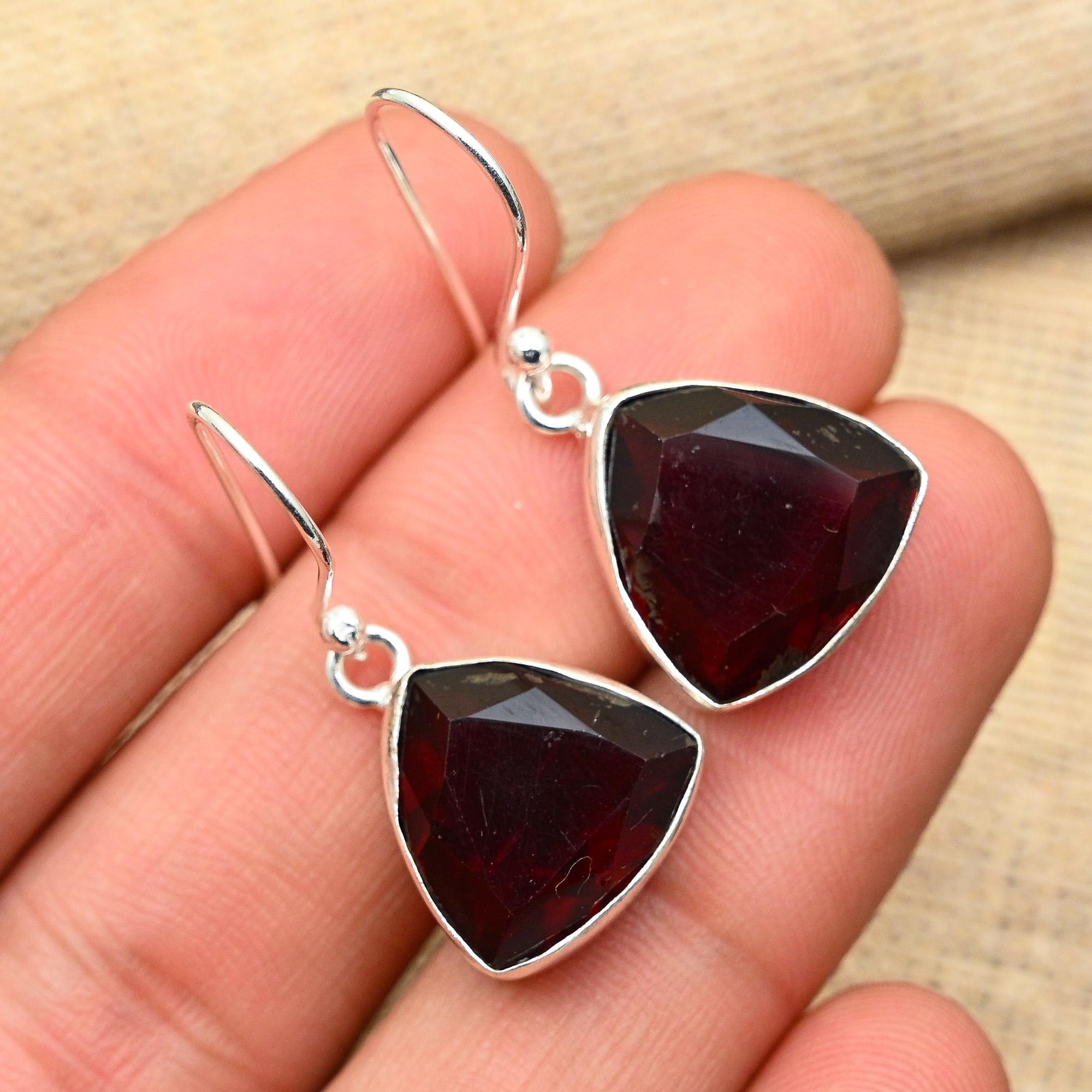 Восхитительные серьги из стерлингового серебра 925 пробы ручной работы с драгоценным камнем красного граната для женщин