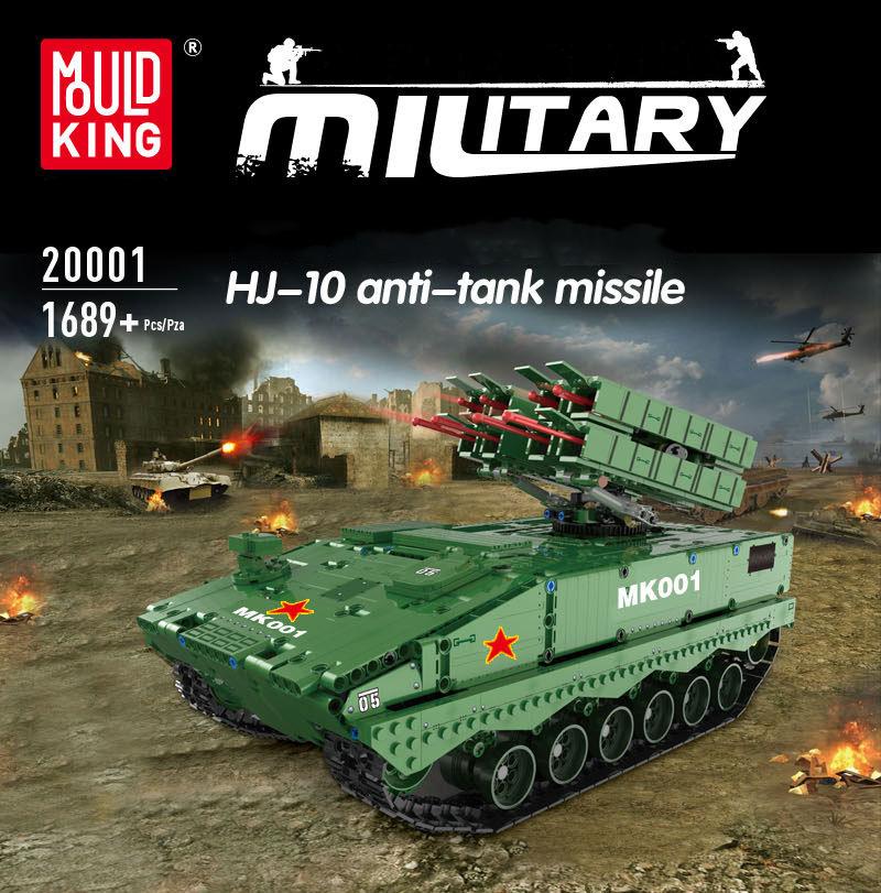 MOULD KING MOC основной красный флаг HJ-10 боевой противоракетный танк модель строительные блоки кирпичи детские развивающие игрушки подарки на день рождения