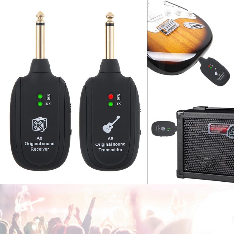 Mini Wireless Rechargeable Electric Guitar Bass Audio Transmitter Receiver 100M Effective Range