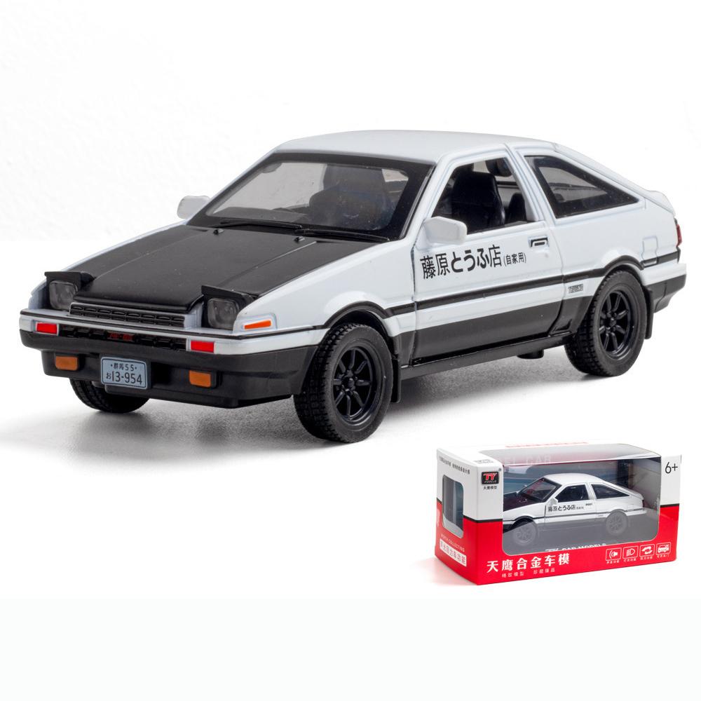 Масштаб 1/32 Toyota AE86, начальная модель автомобиля D, игрушечный автомобиль из цинкового сплава со звуком и светом для детей, подарок для мальчиков и девочек