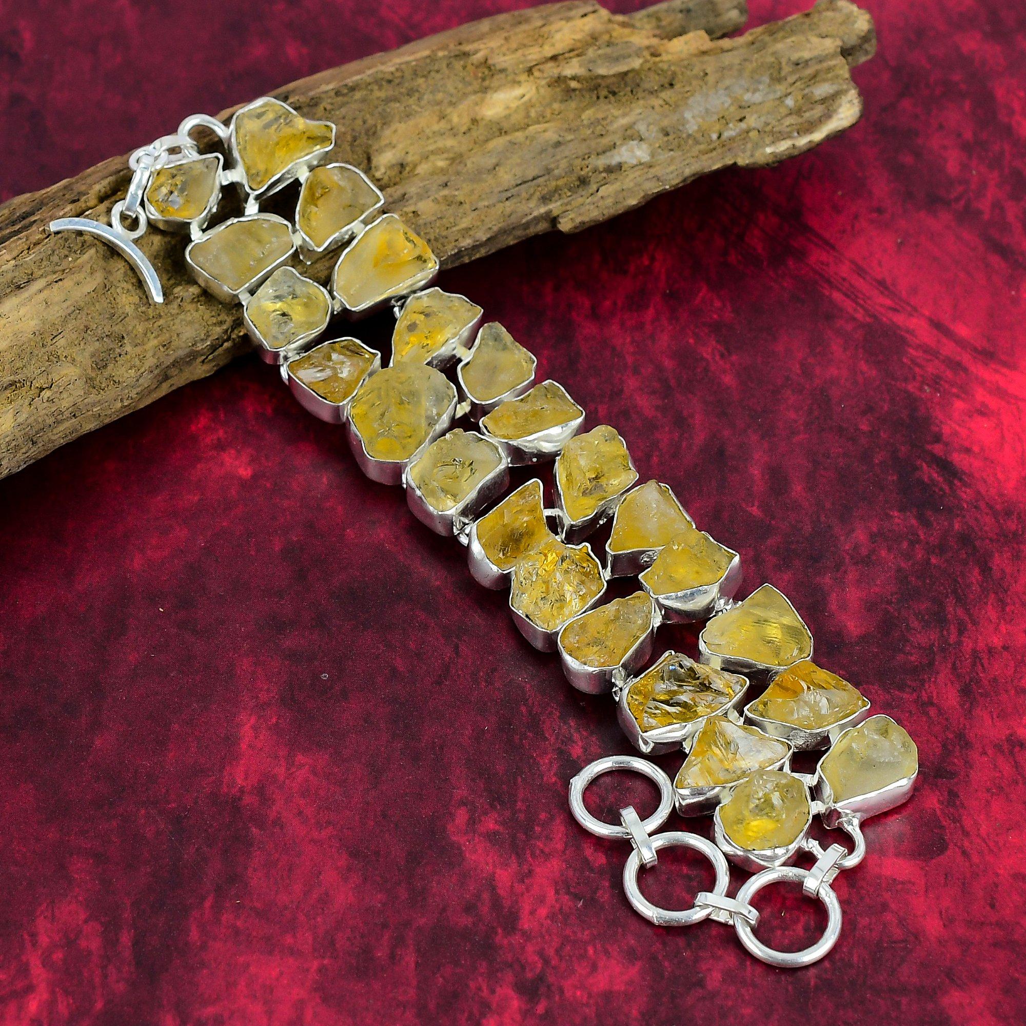 Ювелирные изделия из грубого цитрина, великолепный браслет из стерлингового серебра 925 пробы, стильный ювелирный браслет ручной работы для подарка на годовщину