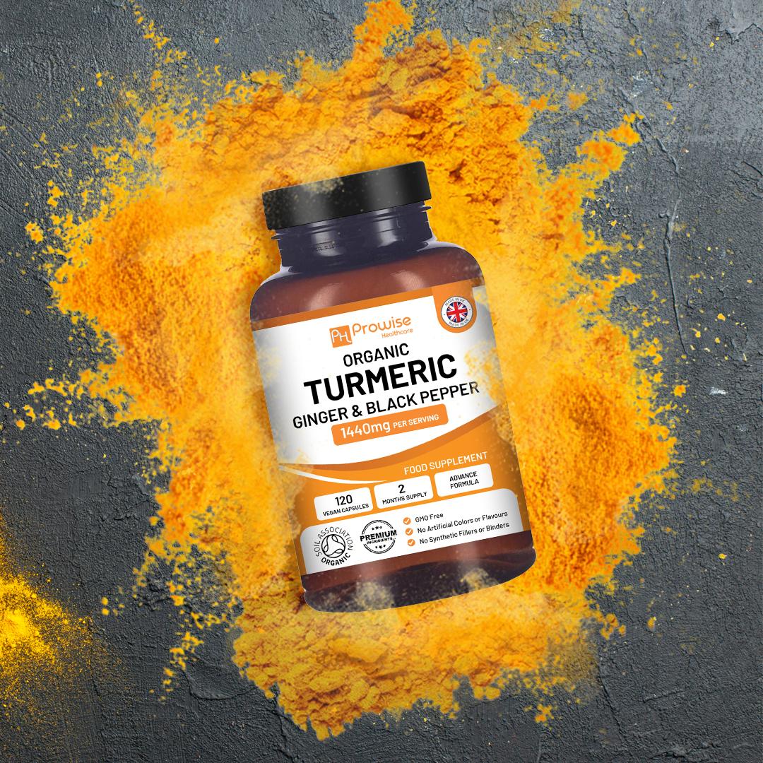 Куркума имбирь черный перец 1440 мг - 120 капсул | Великобритания Сделано Prowise Healthcare