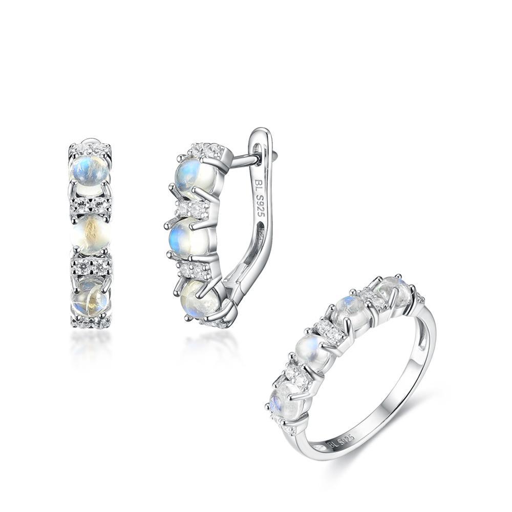 100% натуральный лунный камень, круглые серьги-кольца диаметром 4,0 мм, комплект ювелирных изделий из стерлингового серебра 925 пробы, простые женские изысканные украшения для повседневного ношения