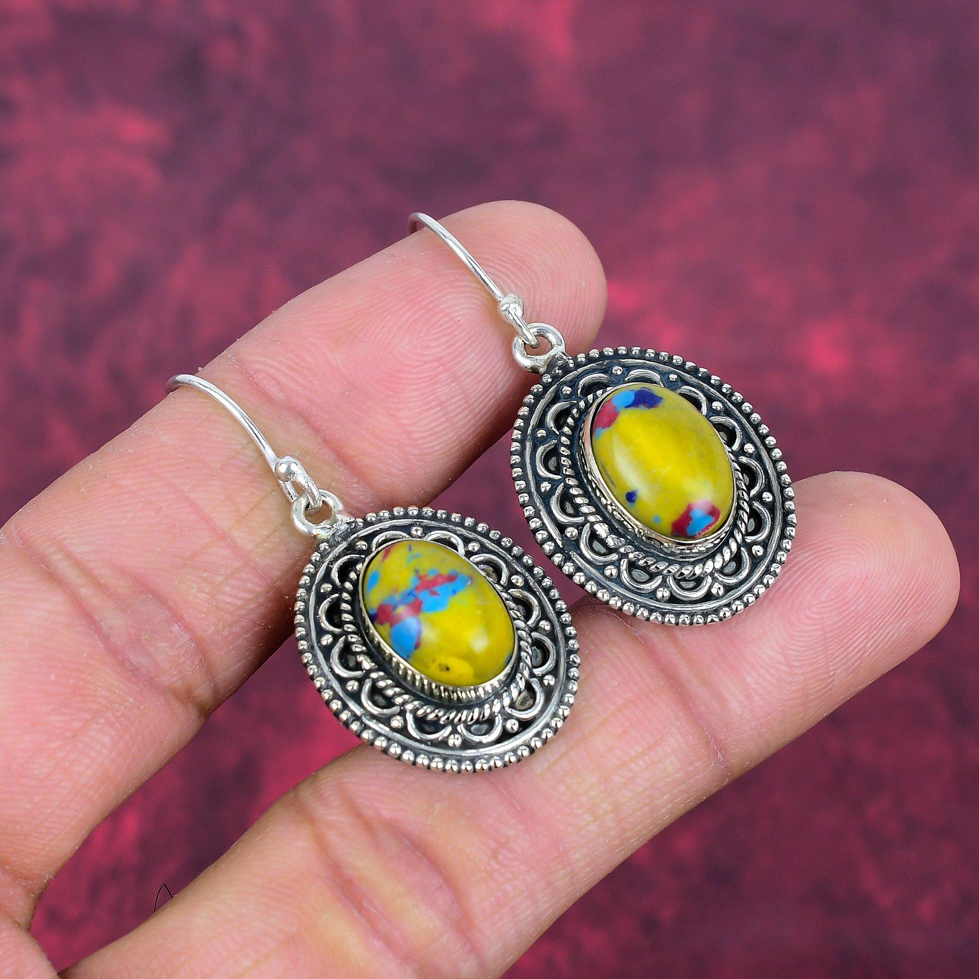 Серьги из цельного серебра 925 пробы с мозаикой из яшмы, серьги с драгоценными камнями ручной работы, подарки жене, абсолютно новые серьги