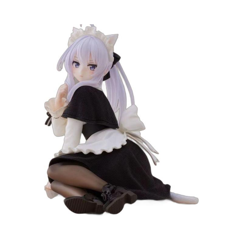 Аниме Элайна Фигурка Странствующая Ведьма Путешествие Черная Кошка Горничная Платье Сидящая Поза ПВХ Модель Игрушка