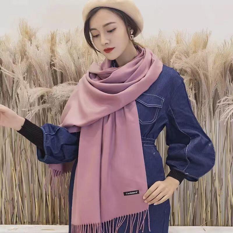 Autumn and Winter Female Scarf Cashmere Women Solid Color Long Tassel Lady Wraps Shawls