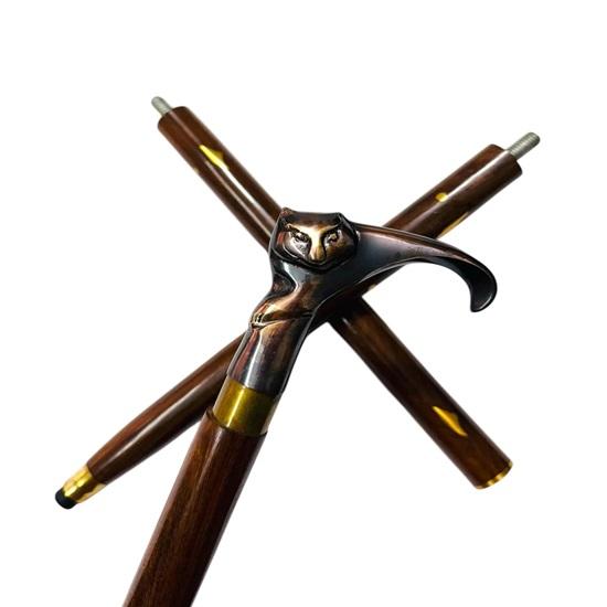 93.98 Cm Walking Stick Cat Brass Handle Cane Victorian Walking Stick Three Fold Stick  For Men, Women, Father, Mother