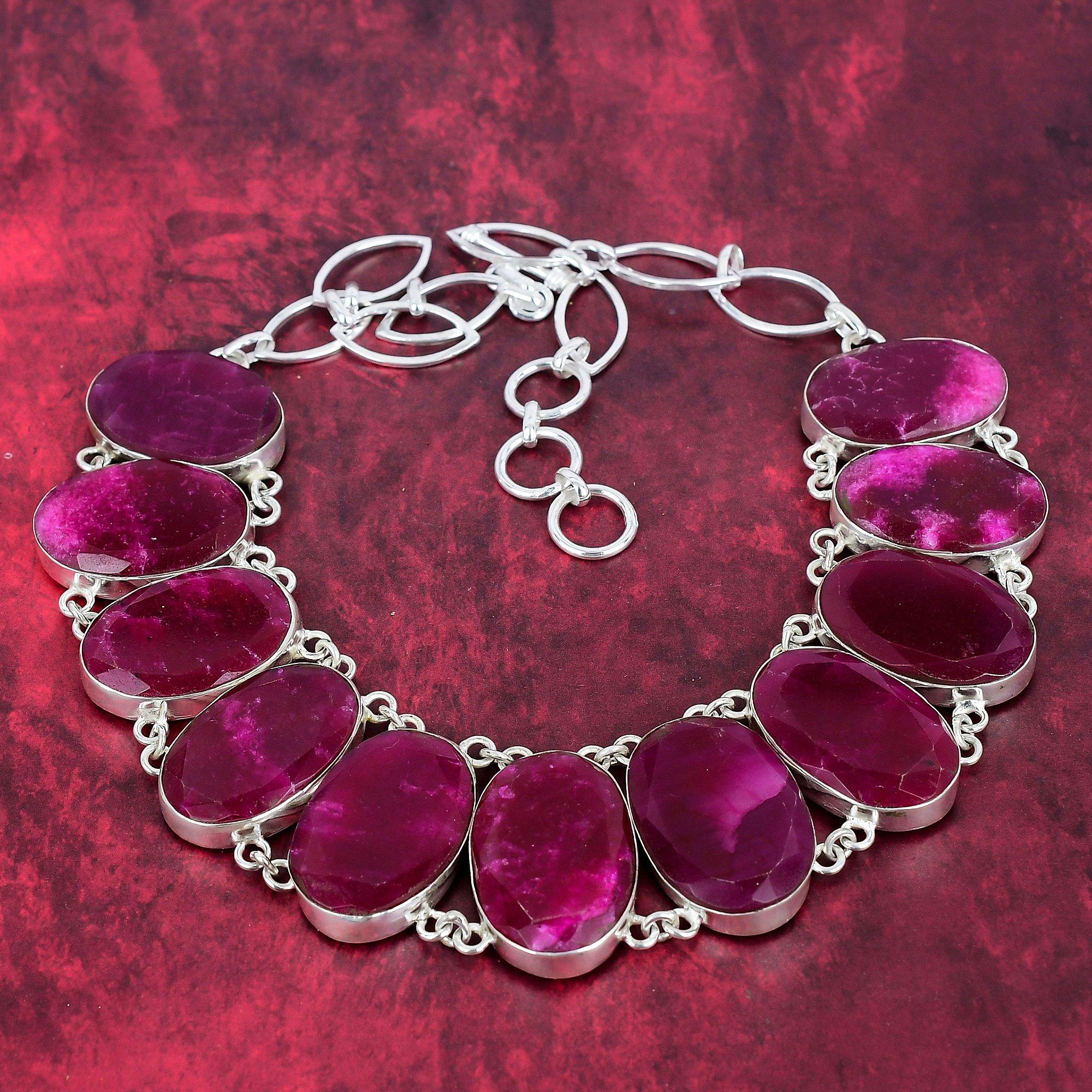Кашмирское красное рубиновое ожерелье, новые ювелирные изделия, регулируемая цепочка из стерлингового серебра 925 пробы, ювелирные изделия ручной работы из драгоценных камней