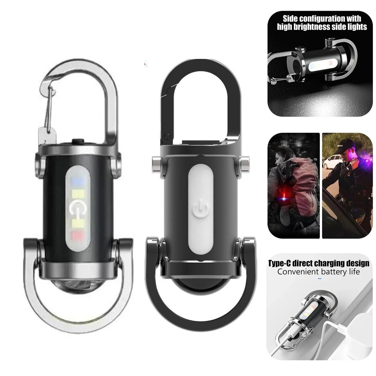 Mini Flashlight Rechargeable LED Keychain Flashlight 3-in-1 Waterproof Keychain Flashlight with Multiple Lighting Modes for Camping Daily Use