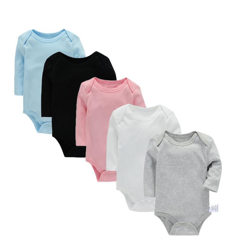 Хлопковый боди для новорожденных, с длинным рукавом, для младенцев и малышей, девочек и мальчиков, комбинезон, однотонный, ромпер для малыша, на четыре сезона, 3-24 мес.