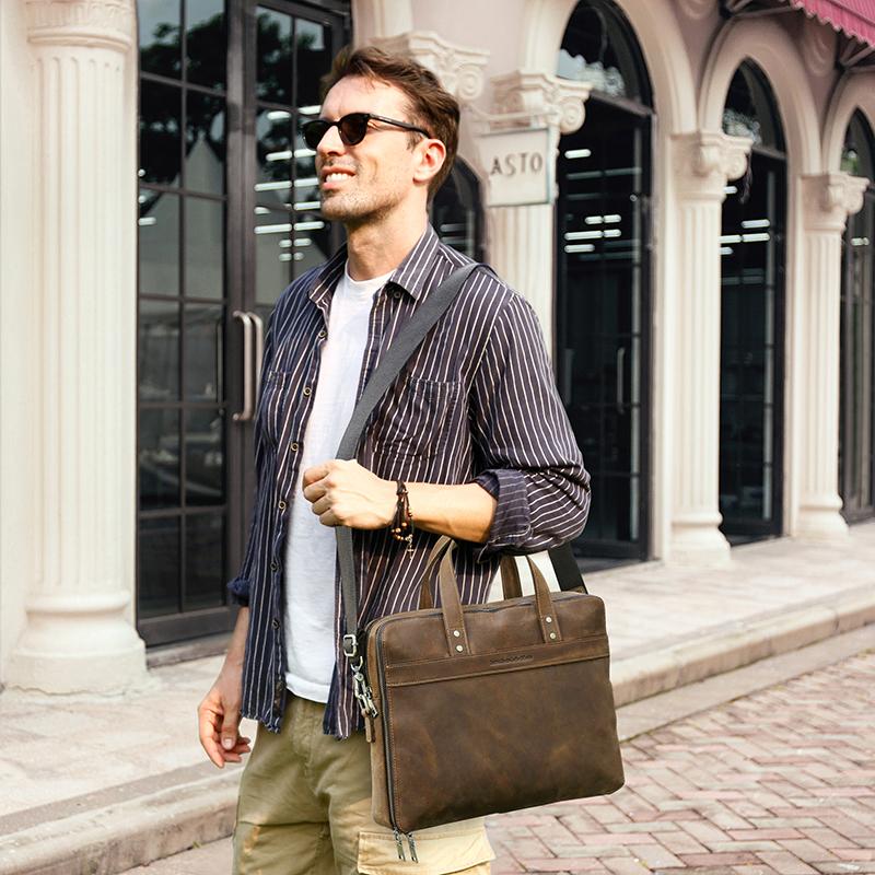 Сумки для ноутбуков CONTACT'S из натуральной кожи для мужчин, сумки через плечо, сумки-тоут, компьютерные сумки, чехол для ноутбука 14,2 дюйма