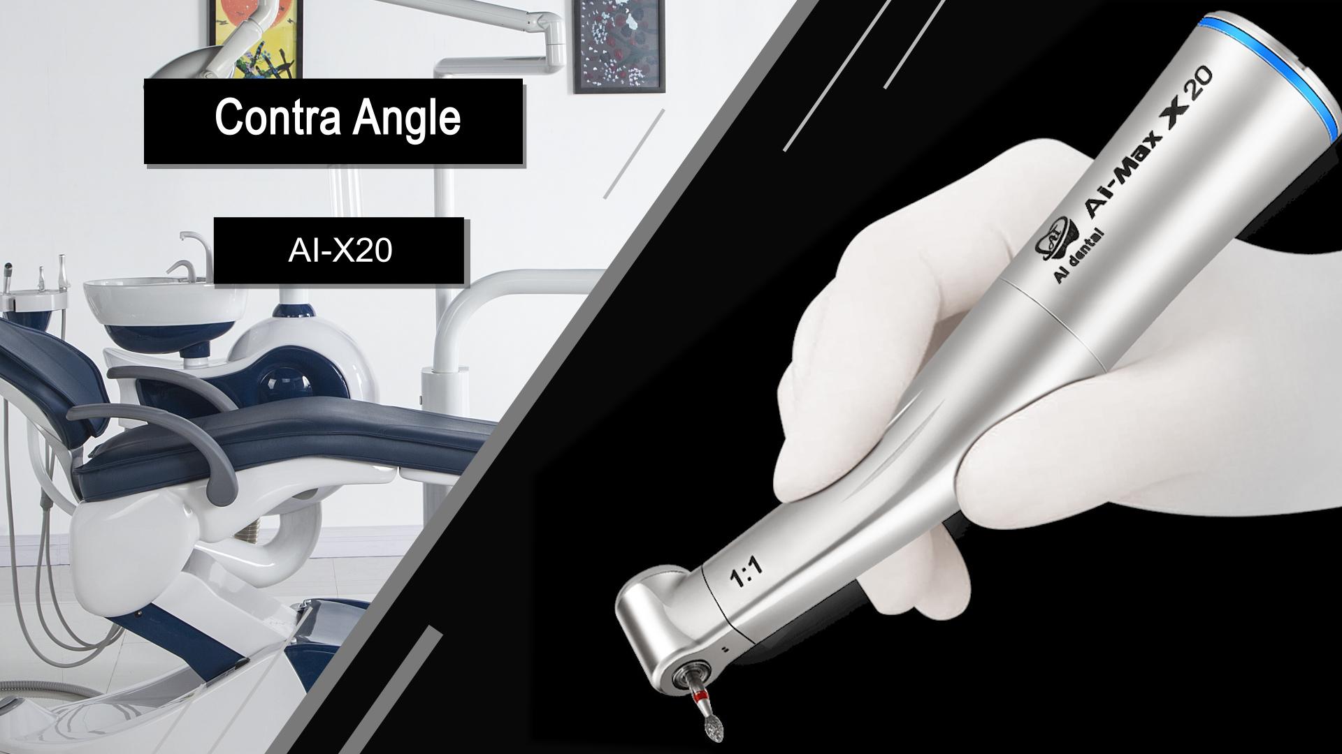 Стоматологический низкоскоростной наконечник AI-X20 1:1 одноразовый водный распылитель с прямым приводом, синее кольцо, контругол без оптики, для лечения полости рта