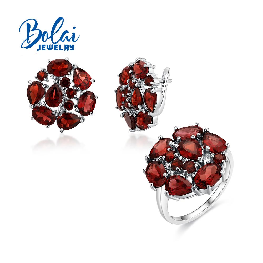 Роскошные серьги-кольца с красным натуральным гранатом, великолепные модные женские изысканные украшения из стерлингового серебра 925 пробы, подарок для мамы