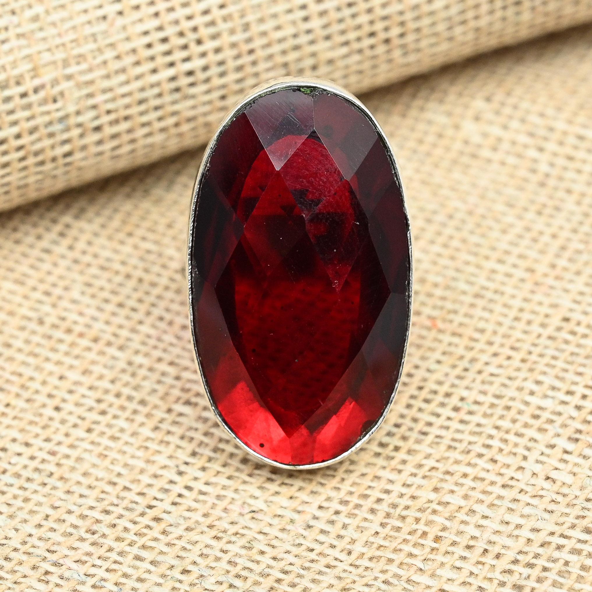 Уникальный красный гранатовый драгоценный камень стерлингового серебра 925 пробы ручной работы кольцо обещания всех размеров
